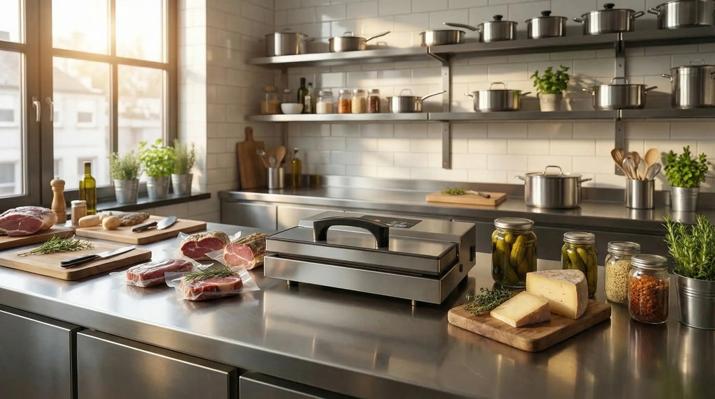Machine sous vide semi-pro dans une cuisine professionnelle