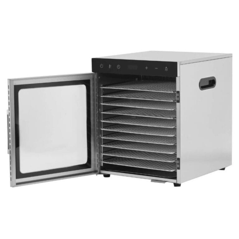 Livsmedelstork i rostfritt stål – 10 brickor (800W / 30 till 90°C)