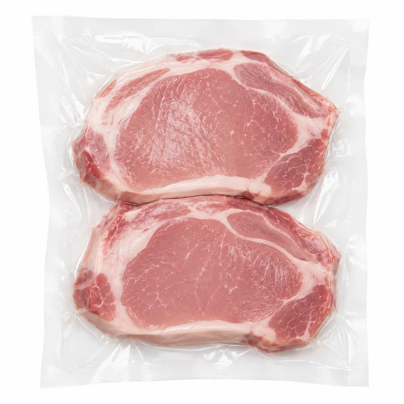 Pièces of porc emballées sous vacuum en charkuteri